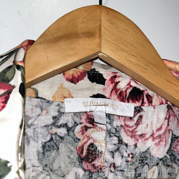 Olivacius Floral Short-Sleeve Button-Up Mini Dress Women size Small - Picture 3 of 7